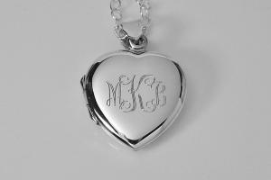 Custom Engraved Locket Personalized Sterling Silver Heart Locket 3/4 Inch - Hand Engraved