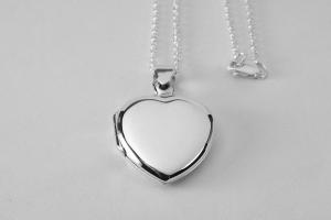 Custom Engraved Locket Personalized Sterling Silver Heart Locket 3/4 Inch - Hand Engraved