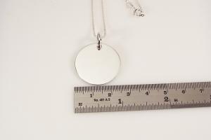 Monogram Necklace Custom Engraved Sterling Silver 1 Inch Round Personalized - Hand Engraved