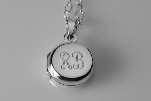 Personalized Sterling Silver Round Locket Petite 1/2 Inch Custom Engraved - Hand Engraved