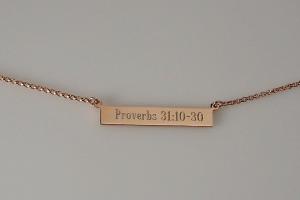 Personalized Thin Bar Rose Gold Plated Sterling Silver Name Necklace Custom Engraved - Hand Engraved