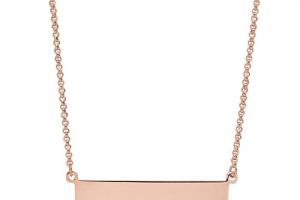 Personalized Thin Bar Rose Gold Plated Sterling Silver Name Necklace Custom Engraved - Hand Engraved