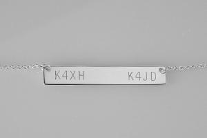 Personalized Thin Bar Name Necklace Custom Engraved Sterling Silver - Hand Engraved