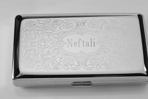 Custom Engraved Personalized 120s Cigarette Case Double Sided with Scroll Design  -Hand Engraved