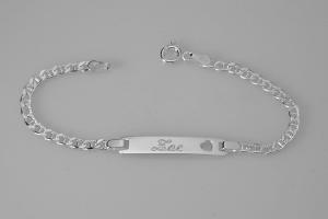 Custom Engraved ID Bracelet Personalized Sterling Silver 6 Inch Childs Size Anchor Link ID Bracelet - Hand Engraved