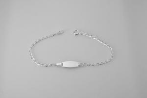 Custom Engraved Personalized Petite 7 Inch Sterling Silver Oval Curb Link ID Bracelet - Hand Engraved