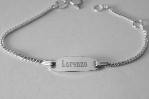 Custom Engraved Personalized Petite 5 to 5.5 Inch Childs Sterling Silver Cable Chain ID Bracelet - Hand Engraved