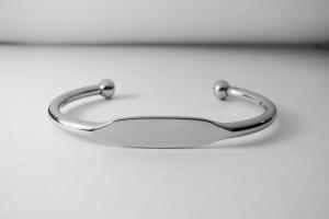 Custom Engraved Monogram ID Bracelet 5.5 Inch Childs Size Silver Plated Name Initials or Monogram - Hand Engraved