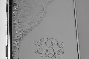 Custom Engraved Personalized Double Sided 100s Cigarette Case with Scroll Accent  -Hand Engraved