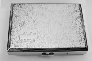 Custom Engraved Personalized Cigarette Case Double Sided 100s Case with Paisley Design -Hand Engraved