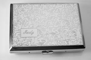 Custom Engraved Personalized Cigarette Case Double Sided 100s Case with Paisley Design -Hand Engraved