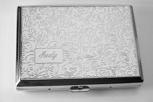 Custom Engraved Personalized Cigarette Case Double Sided 100s Case with Paisley Design  -Hand Engraved