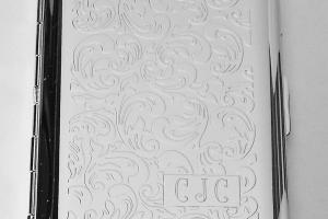 Custom Engraved Business Card Case Paisley Design Business Card or Single Sided Cigarette Case  -Hand Engraved