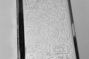 Custom Engraved Business Card Case Paisley Design Business Card or Single Sided Cigarette Case  -Hand Engraved