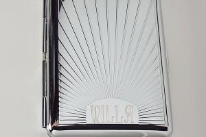 Engraved Personalized Business Card Case or Kings Cigarette Case Double Sided Sun Ray Design -Hand Engraved