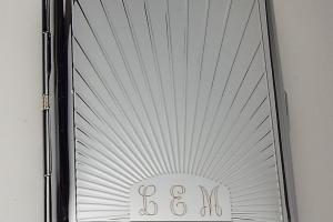 Engraved Personalized Business Card Case or Kings Cigarette Case Double Sided Sun Ray Design -Hand Engraved