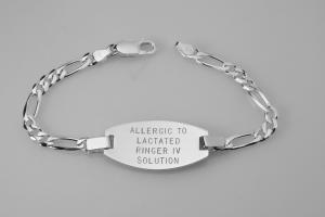 Custom Engraved Personalized Sterling Silver Medic Alert Bracelet 7 Inch Length- Hand Engraved
