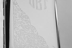 Custom Engraved Business Card Case Scroll Design Business Card or Single Sided Cigarette Case -Hand Engraved