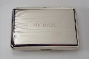 Custom Engraved Cigarette or Business Card Case Personalized Double Sided Linear Design Kings Cigarette Holder  -Hand Engraved