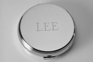 Custom Engraved Compact Mirror Personalized Non Tarnish Nickel Plated Flat Purse Mirror  - Hand Engraved