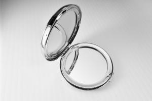 Custom Engraved Compact Mirror Personalized Non Tarnish Nickel Plated Flat Purse Mirror - Hand Engraved