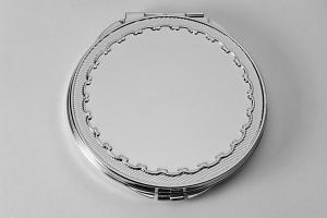 Engraved Flat Compact Mirror With Decorative Frame Personalized Non Tarnish Nickel Plated Purse Mirror - Hand Engraved