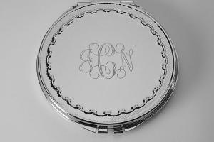 Engraved Flat Compact Mirror With Decorative Frame Personalized Non Tarnish Nickel Plated Purse Mirror  - Hand Engraved