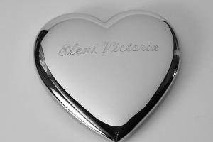 Custom Engraved Jewelry Trinket Box Non Tarnish Silver Mini Heart Shape - Hand Engraved