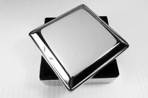 Custom Engraved Jewelry Box High Polish Square Silver Trinket Box - Hand Engraved