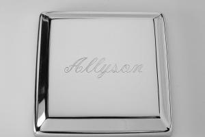 Custom Engraved Jewelry Box High Polish Square Silver Trinket Box - Hand Engraved