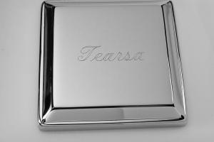 Custom Engraved Jewelry Box High Polish Square Silver Trinket Box - Hand Engraved