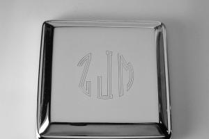 Custom Engraved Jewelry Box High Polish Square Silver Trinket Box - Hand Engraved