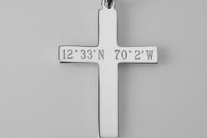 Personalized Custom Engraved Solid Sterling Silver Cross Pendant - Hand Engraved