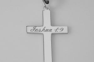 Personalized Custom Engraved Solid Sterling Silver Cross Pendant - Hand Engraved