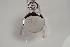 Personalized Pendant Watch Flower Design Custom Engraved Necklace Watch - Hand Engraved