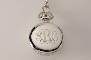 Personalized Pendant Watch Flower Design Custom Engraved Necklace Watch - Hand Engraved