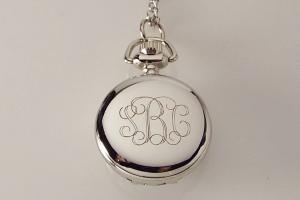 Personalized Pendant Watch Flower Design Custom Engraved Necklace Watch  - Hand Engraved