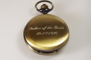 Pocket Watch Custom Engraved Bronze Finish Fancy Cutout Cover Personalized Mechanical Double Dust Cover Wind Up - Hand Engraved