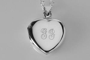 Custom Engraved Locket Personalized Sterling Silver Heart Locket 3/4 Inch  - Hand Engraved