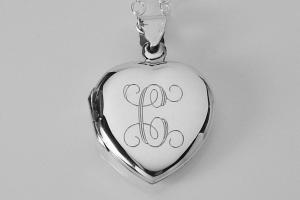 Custom Engraved Locket Personalized Sterling Silver Heart Locket 3/4 Inch - Hand Engraved