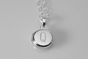 Personalized Sterling Silver Round Locket Petite 1/2 Inch Custom Engraved - Hand Engraved