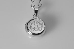 Personalized Sterling Silver Round Locket Petite 1/2 Inch Custom Engraved - Hand Engraved