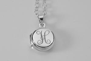 Personalized Sterling Silver Round Locket Petite 1/2 Inch Custom Engraved - Hand Engraved