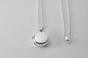 Personalized Sterling Silver Round Locket Petite 1/2 Inch Custom Engraved - Hand Engraved