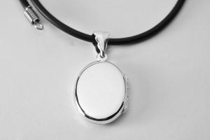 Personalized Oval Locket Custom Engraved Sterling Silver 7/8 Inch on 18 Sterling Silver Cable Chain - Hand Engraved