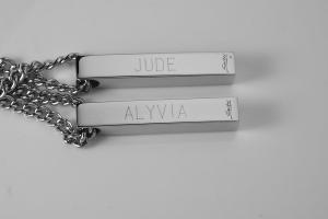Personalized Custom Engraved Couples Secret Heart Necklace Set Stainless Steel Designer Jewelry - Hand Engraved
