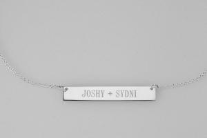 Personalized Thin Bar Name Necklace Custom Engraved Sterling Silver - Hand Engraved