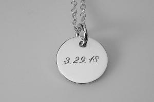 Engraved Monogram Jewelry Personalized Sterling Silver Round Monogram Necklace Small - Hand Engraved