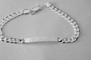 Custom Engraved Personalized Sterling Silver Lightweight 8 Inch Slim ID Bracelet - Hand Engraved