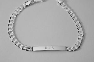 Custom Engraved Personalized Sterling Silver Lightweight 8 Inch Slim ID Bracelet - Hand Engraved